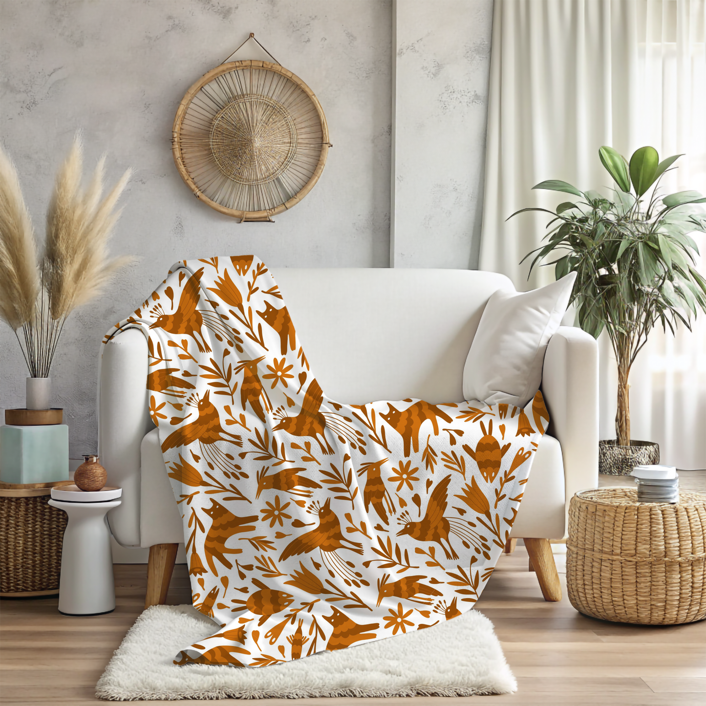 Otomi blanket for modern Mexican home decor.