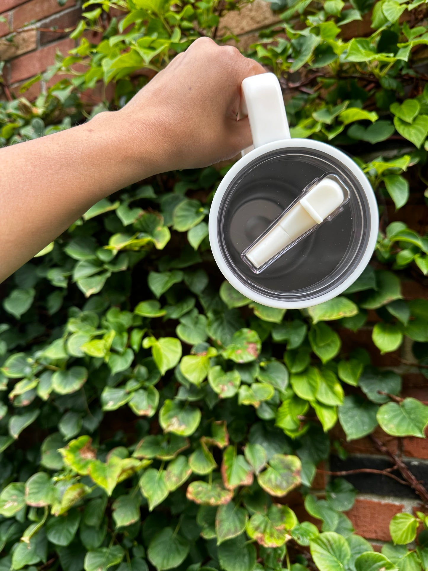 Ghosts holding Monstera Leaf 32 oz Tumbler with Flip Straw for Halloween season and plant lover - Drinkware - Bottle