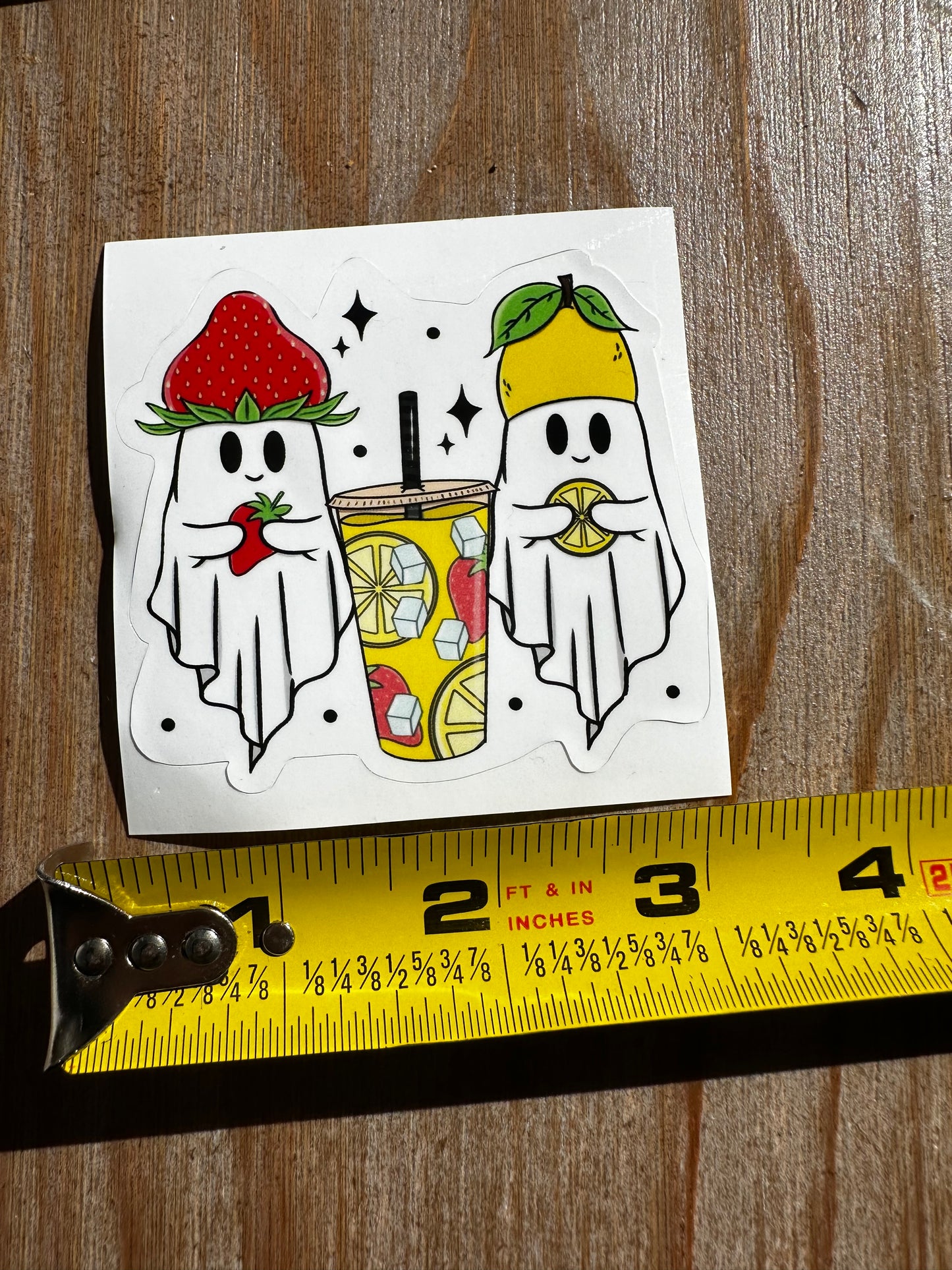 Fruity ghosts waterproof stickers. Cute ghosts with fruit stickers. Water bottle stickers.