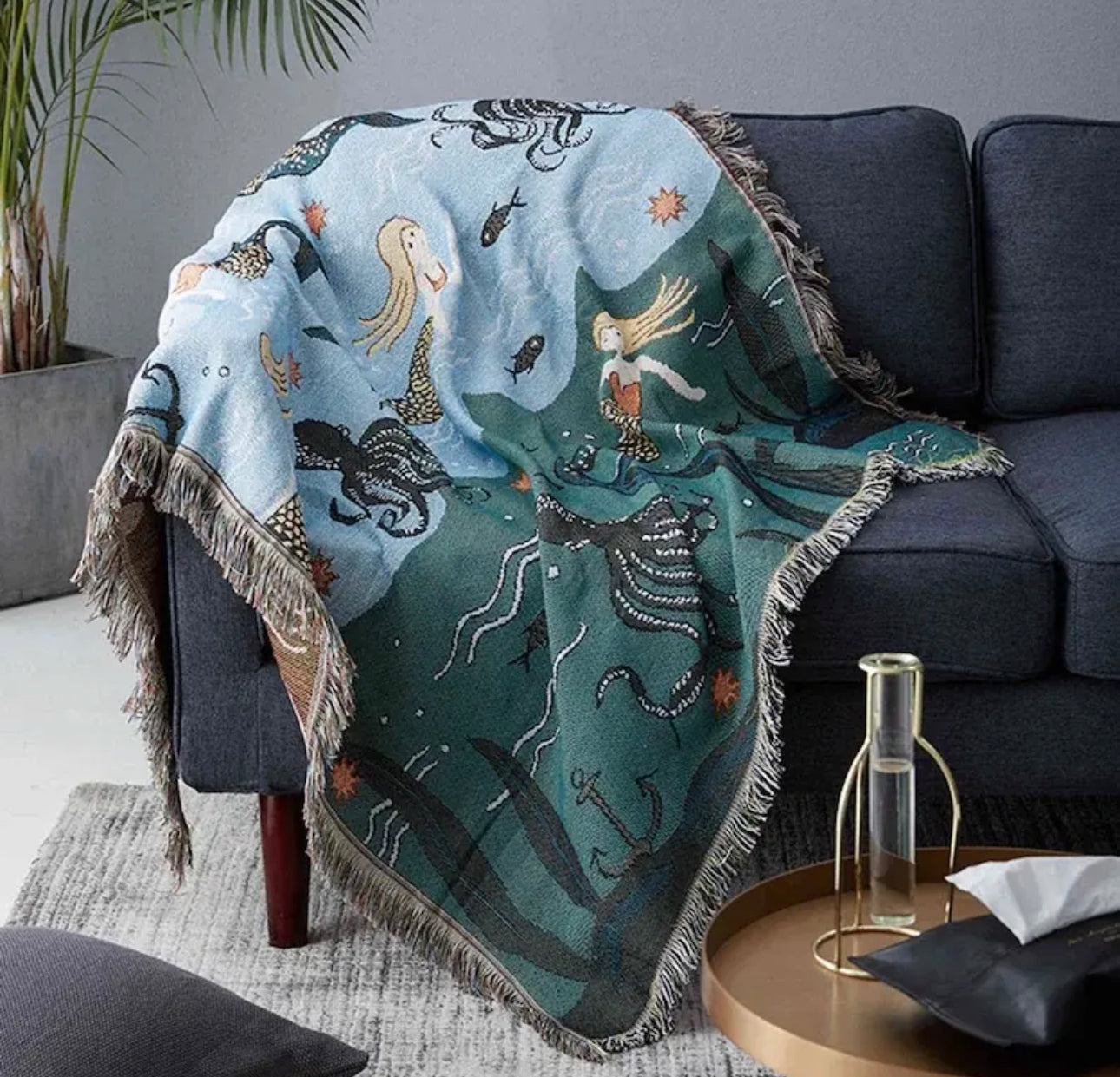Mermaids woven blankets 50x60”