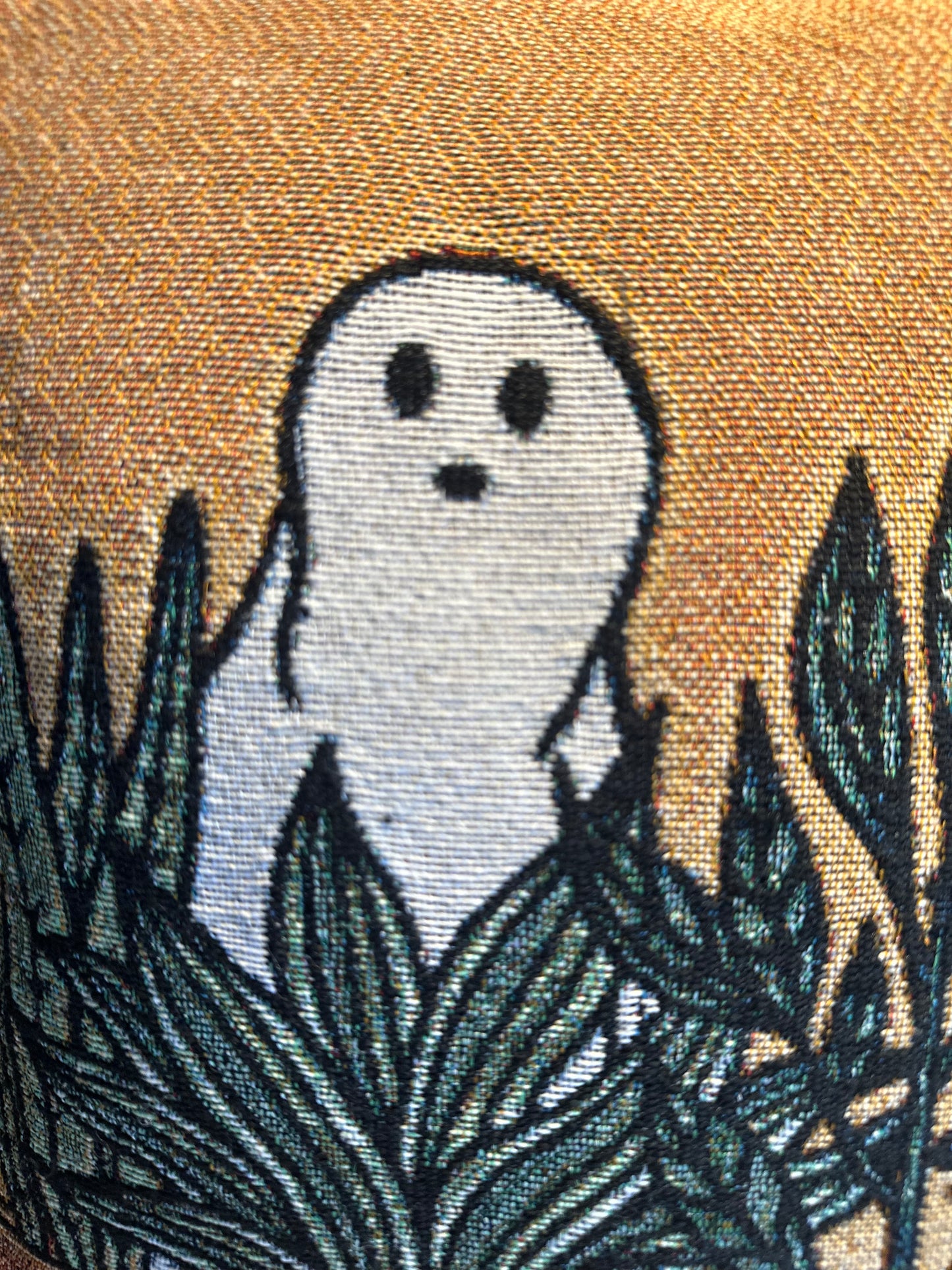 House plants and ghosts woven pillow