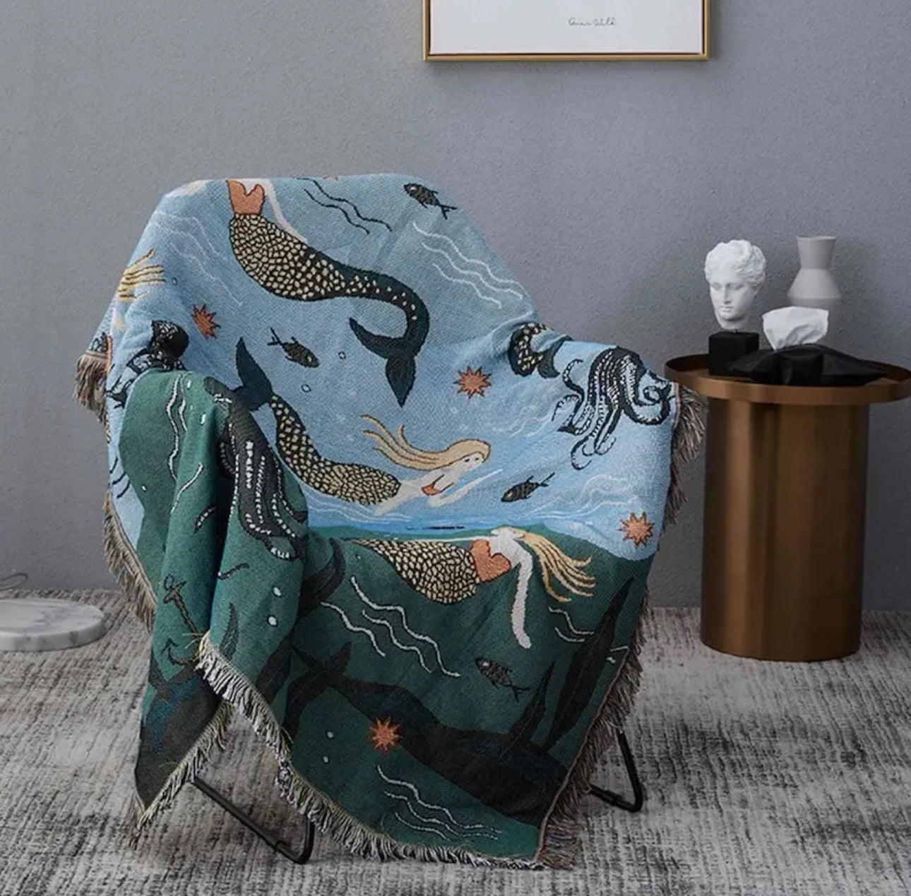 Mermaids woven blankets 50x60”