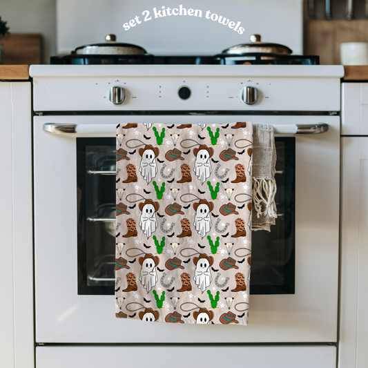 Western ghost kitchen towel. Set of 2 cotton tea owels.
