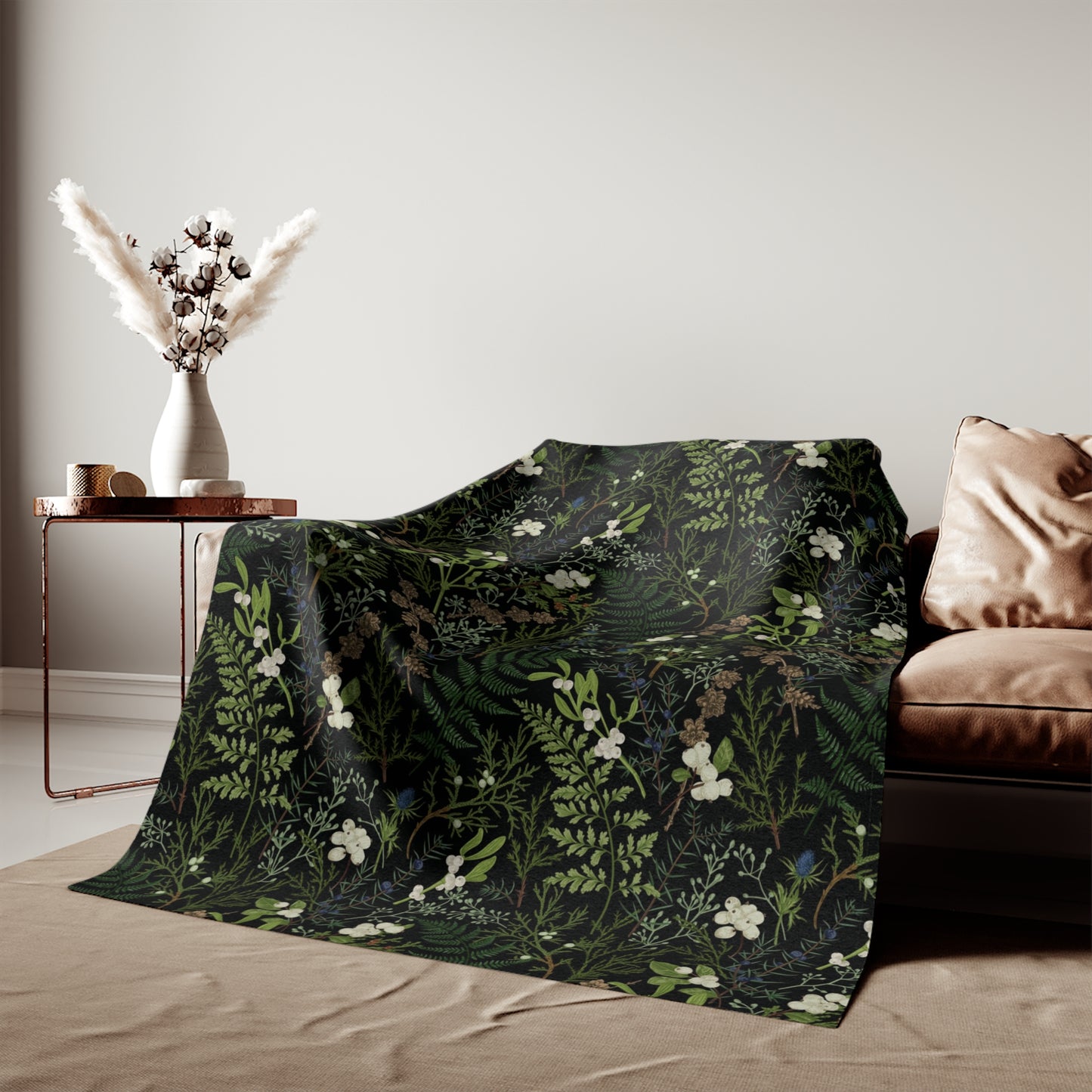 Fern Soft Blanket – Green Leaves Design – 80x60" – Limited Quantity**