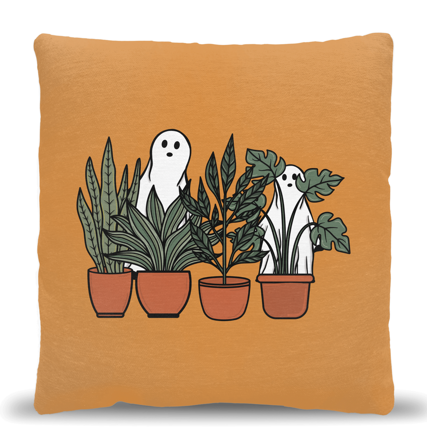 House plants and ghosts woven pillow