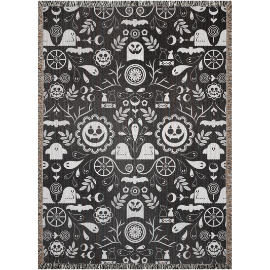 Black And White Halloween Woven Blanket