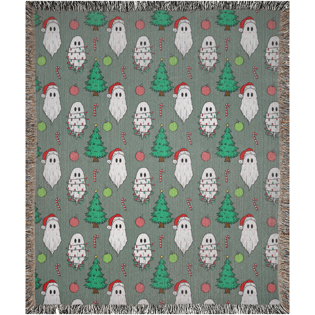 Christmas ghosts cotton Woven Blanket