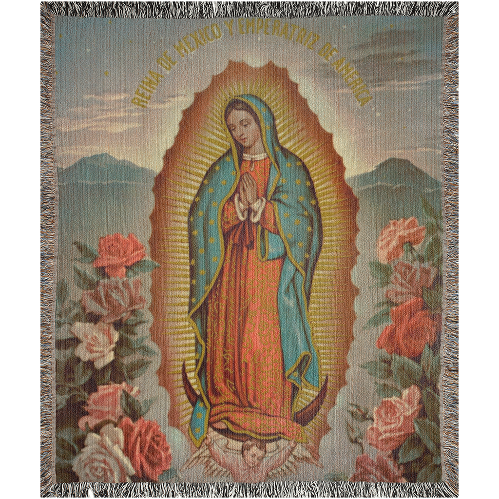 Lady Guadalupe Woven Blanket. Virgencita gift for mother or friend. Guadalupana. Virgen de Guadalupe art.