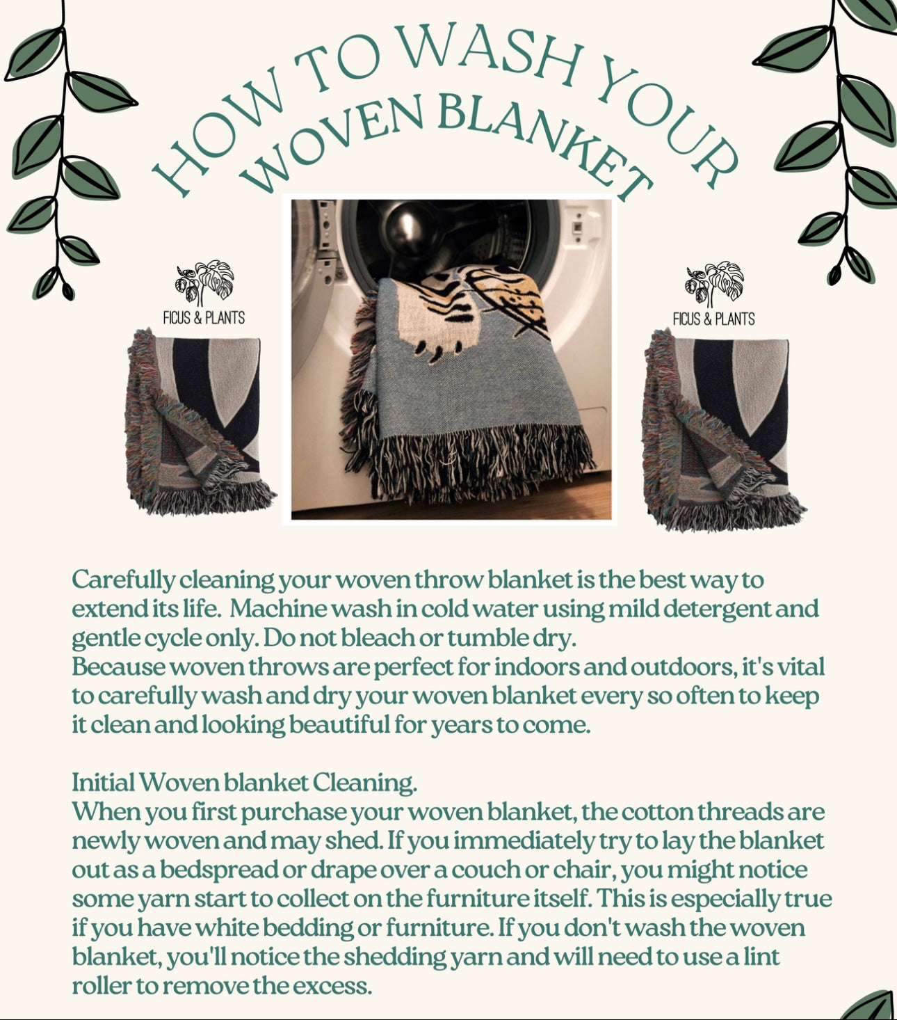 Botanical Woven Blanket For Her. Birthday Gift For Plant Lady, Botanist, Gardener Or Mother.