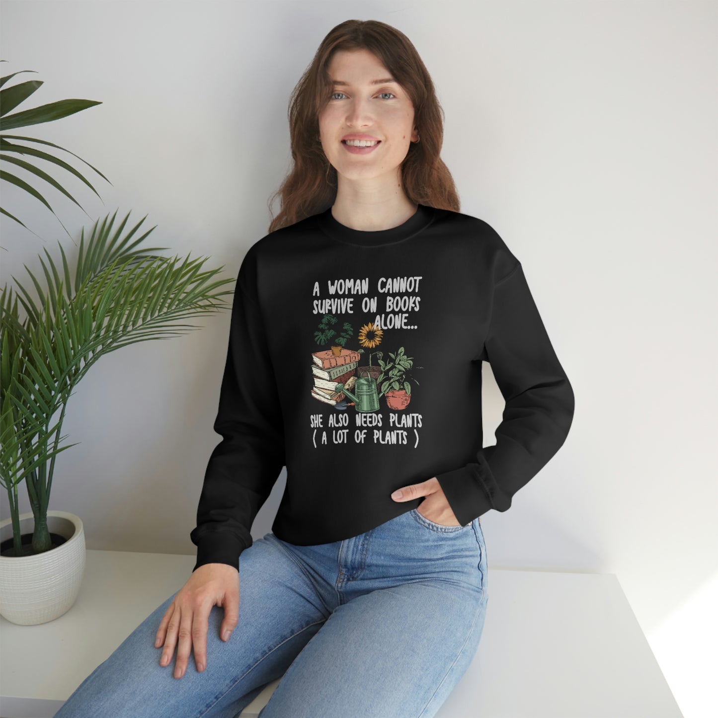 Books and plants Sweatshirt. Christmas gift for Bookworm and plant lady. Proud book lover and plant lover sweater