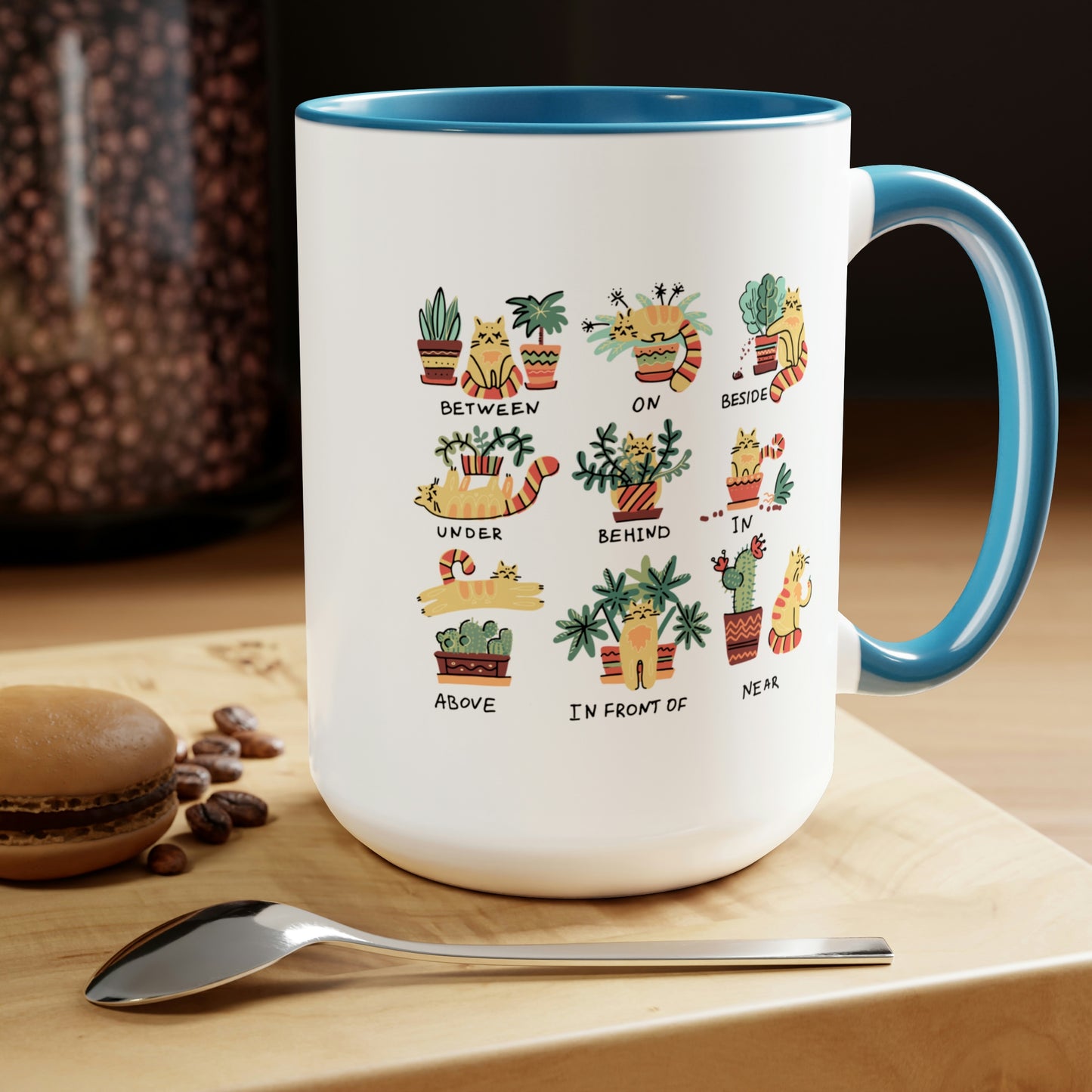 Funny cat Coffee Mugs, 15oz for cat lovers. Cats, plants and coffee. Plants and cats mug.