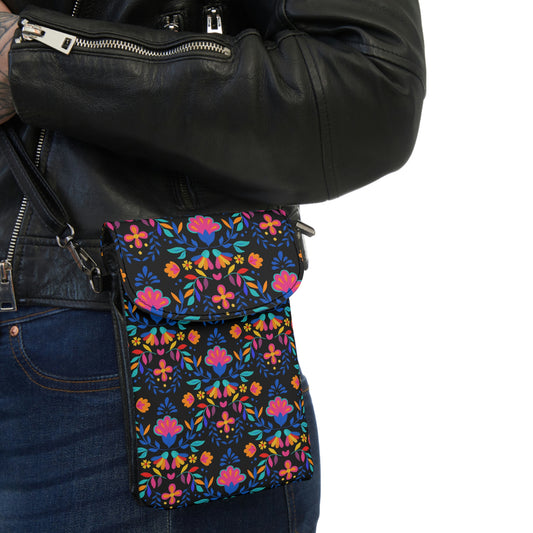 Mexican folk art Small Cell Phone Wallet. Birthday gift for girlfriend.