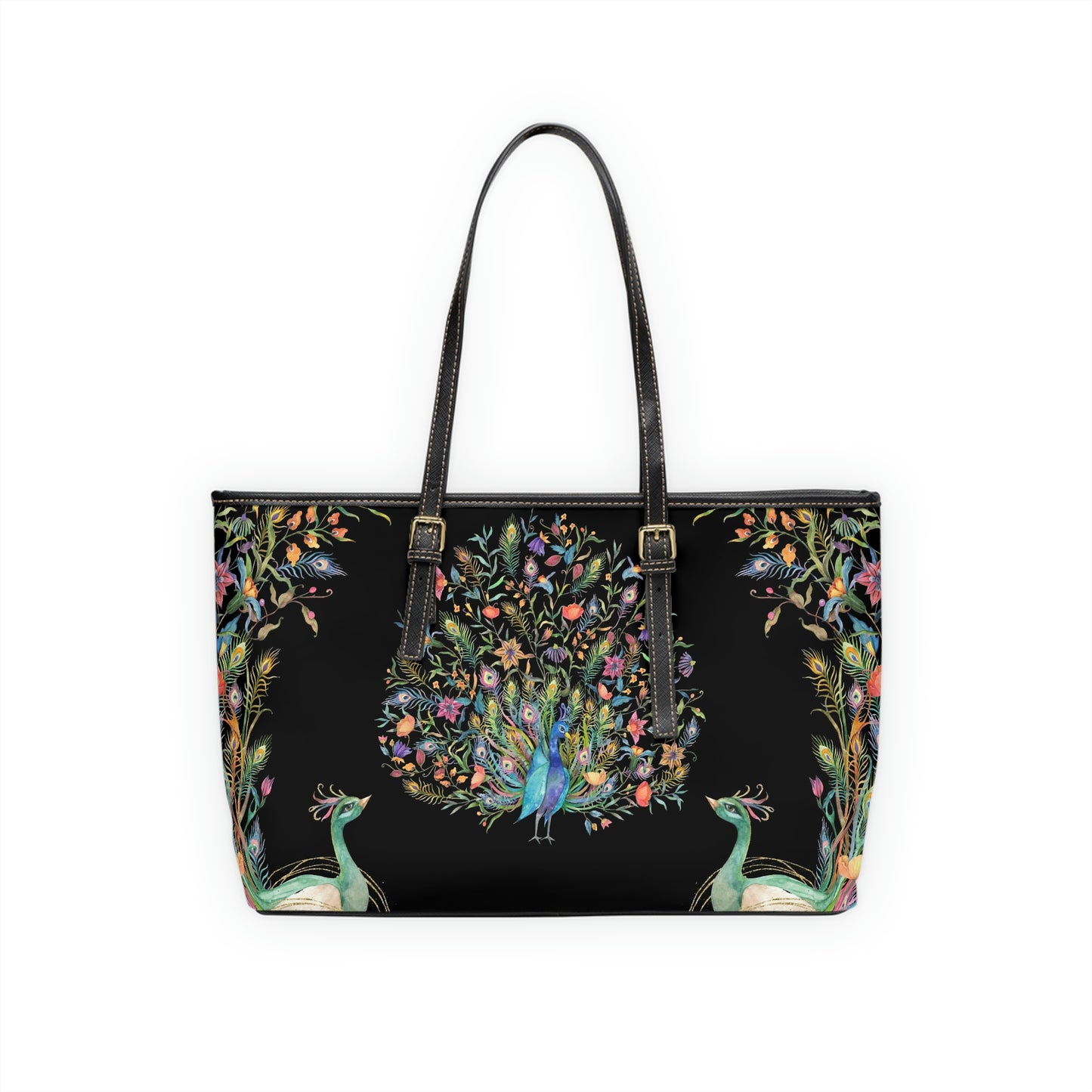 Peacock Leather Shoulder Bag for her. Floral purse. Mothers days gift ideas