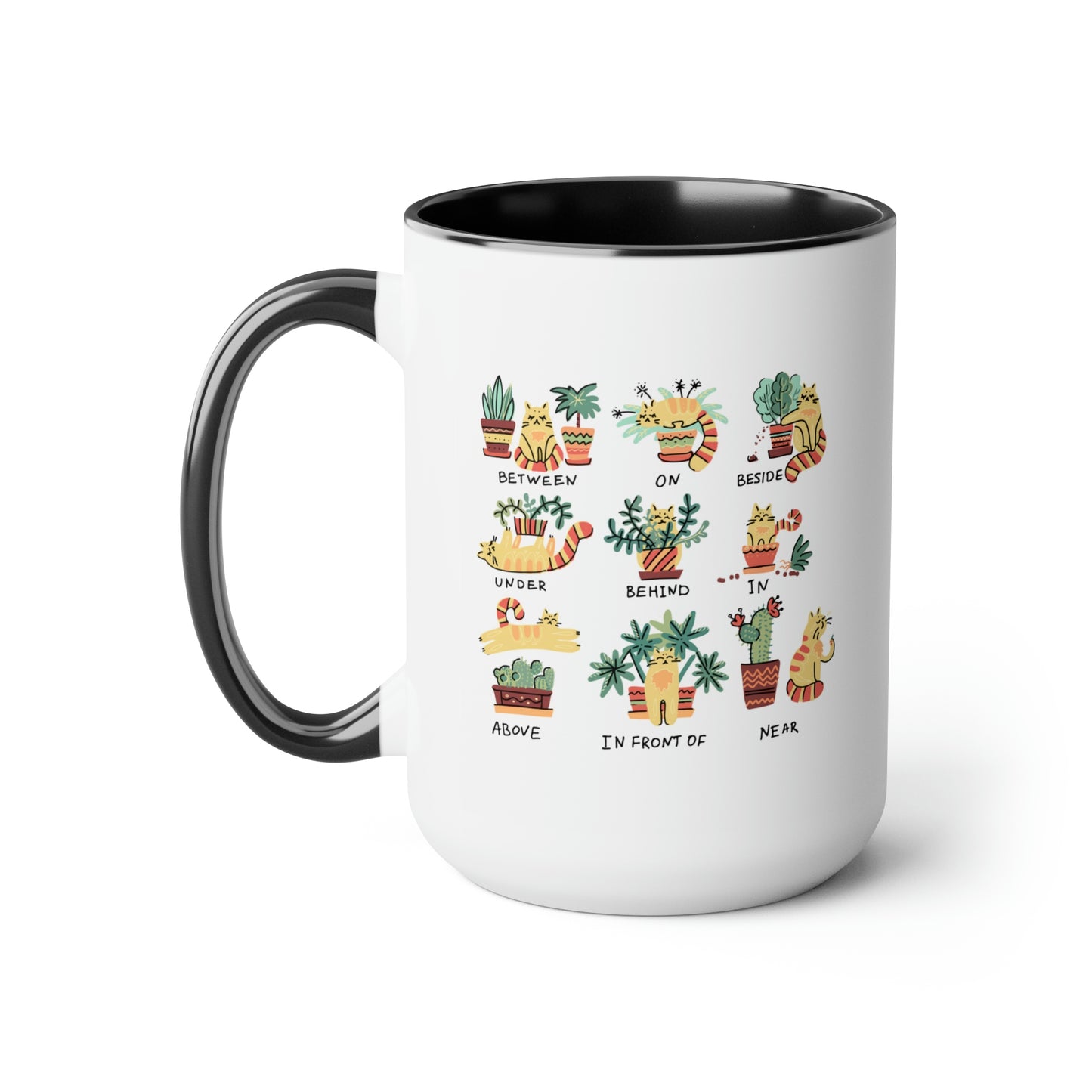Funny cat Coffee Mugs, 15oz for cat lovers. Cats, plants and coffee. Plants and cats mug.