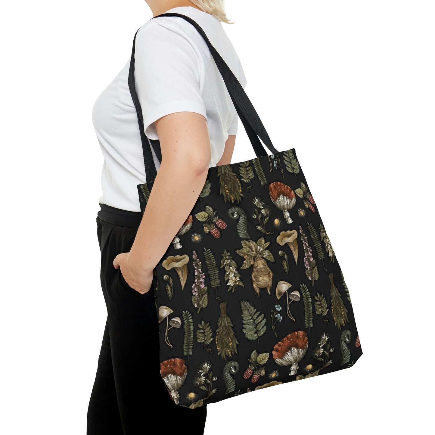 Dark cottagecore Tote Bag for plant witch, green witch or mushroom lover