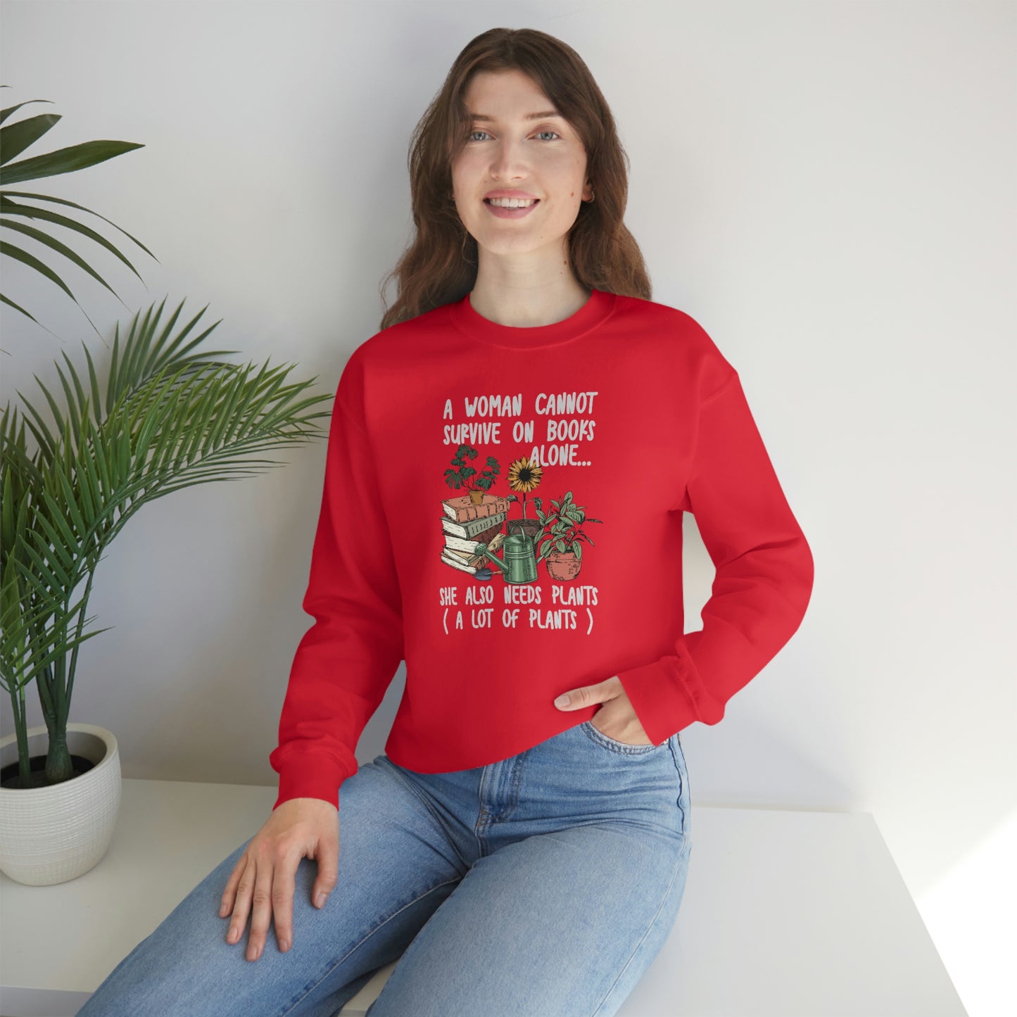 Books and plants Sweatshirt. Christmas gift for Bookworm and plant lady. Proud book lover and plant lover sweater