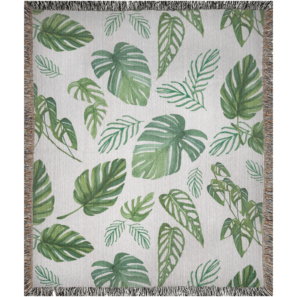 Monstera Woven Blankets For Plant Mom, Plant Lady Or girlfriend. Tropical Home Decor. Picnic Blanket For her. Green Throw blanket. Cute Gift