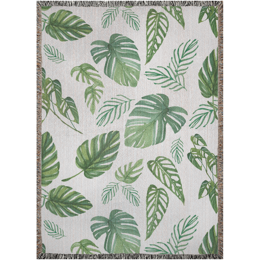 Monstera Woven Blankets For Plant Mom, Plant Lady Or girlfriend. Tropical Home Decor. Picnic Blanket For her. Green Throw blanket. Cute Gift