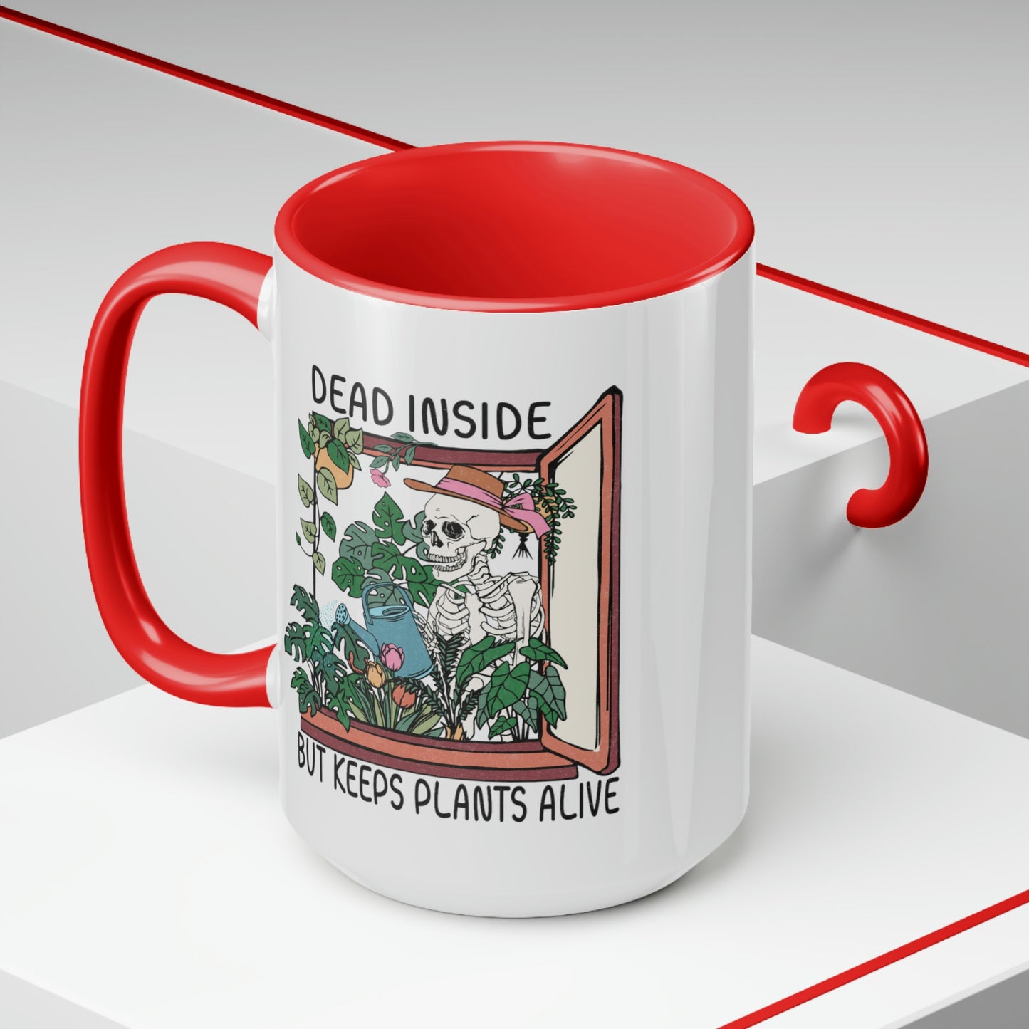 Funny plant Coffee Mugs, 15oz. Dead inside but keeps plants alive