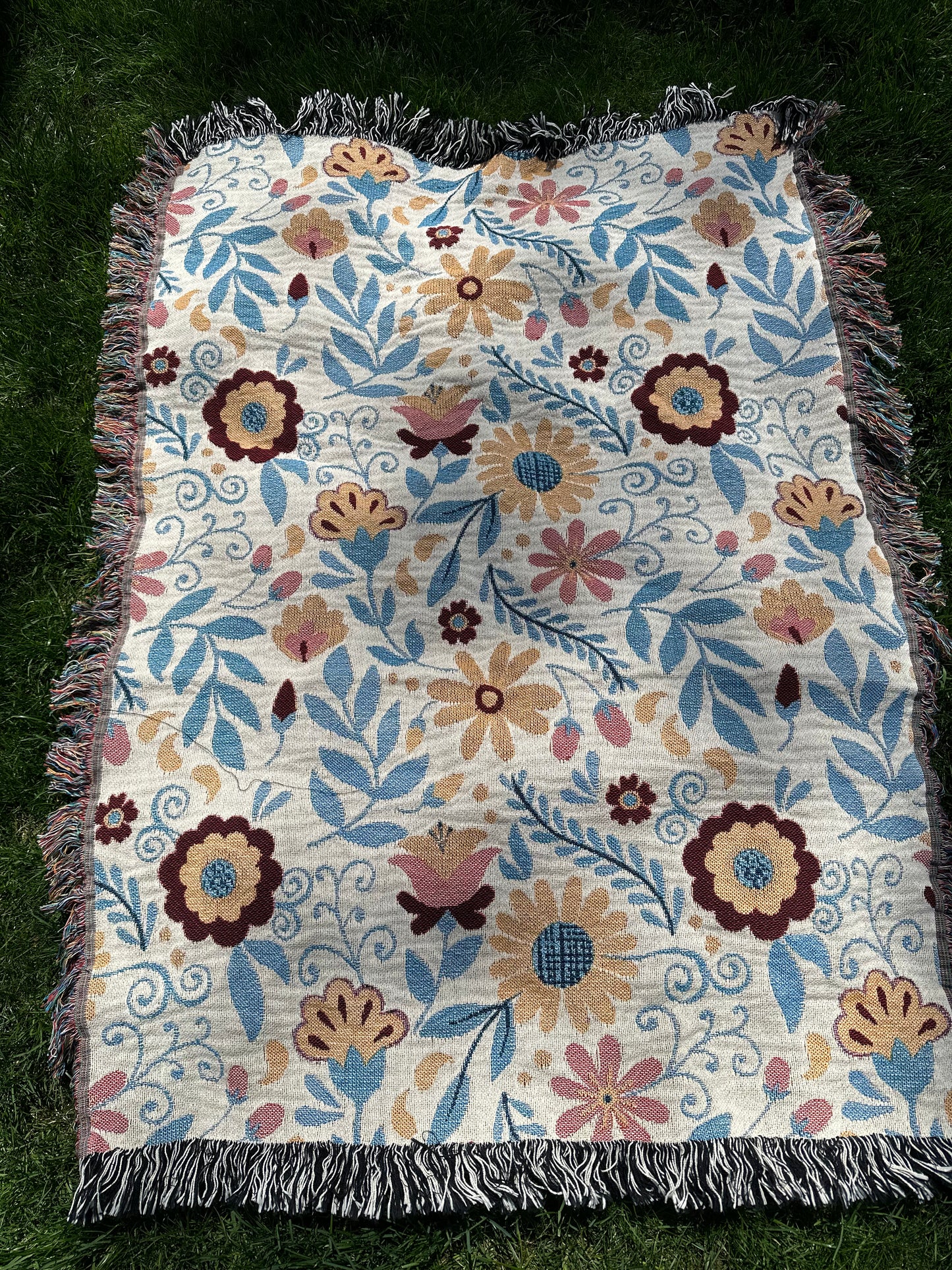 Flowers Woven Blankets. Colorful blanket for picnic or tapestry. Talavera Blanket. Mexican Flowers tapestry bla ket. Plant blanket for her.