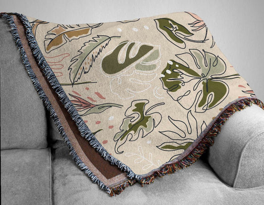 Boho Monstera woven blanket