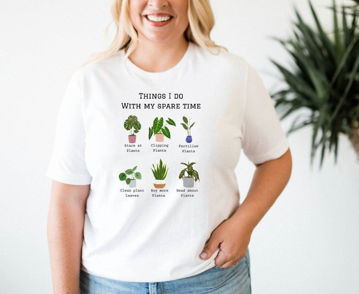 Things I do with my spread time Unisex Heavy Cotton Tee. Plant lover shirt. Christmas gift for plant lady, plant mama or plant dad